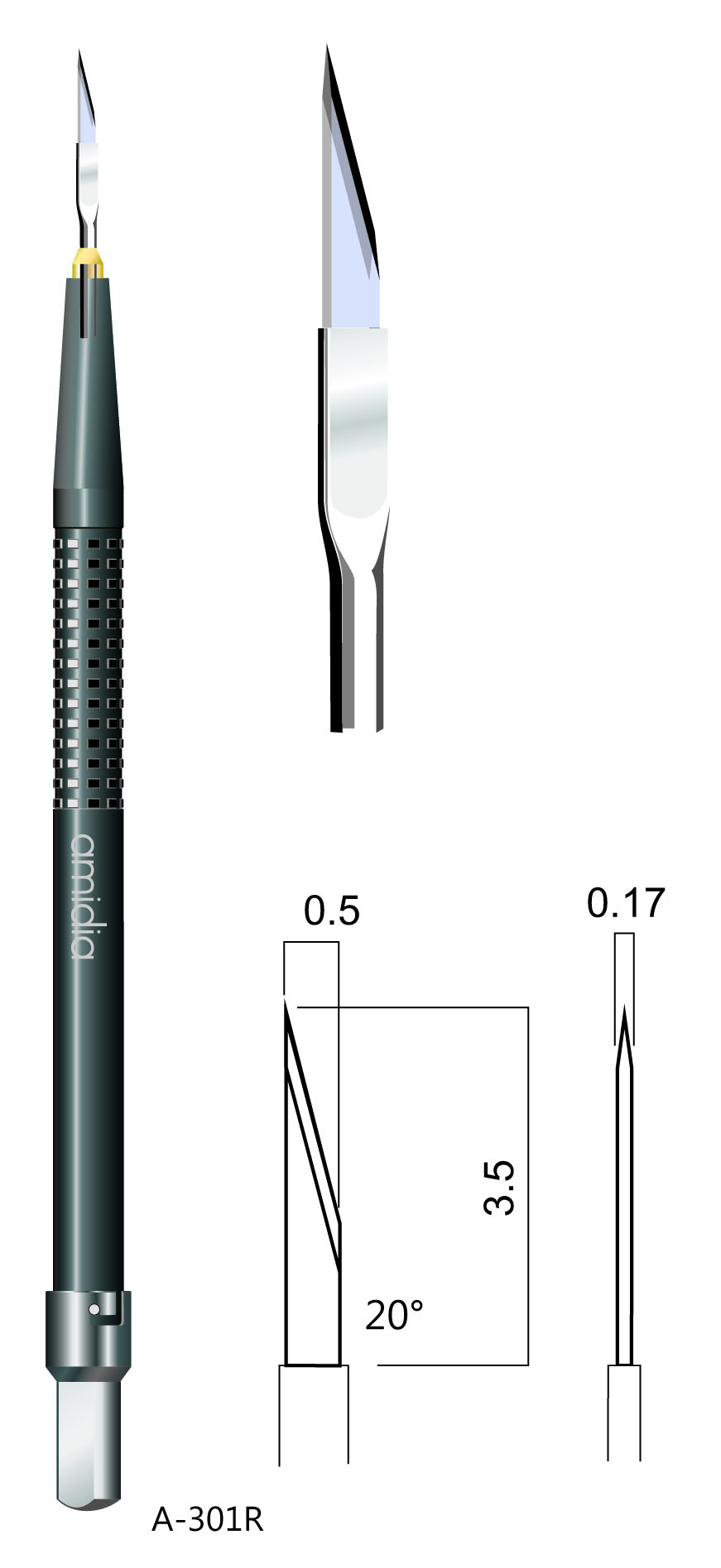 Diamantmesser für Retinachirurgie mit Titangriff Diamantmesser für Retinachirurgie mit Titangriff