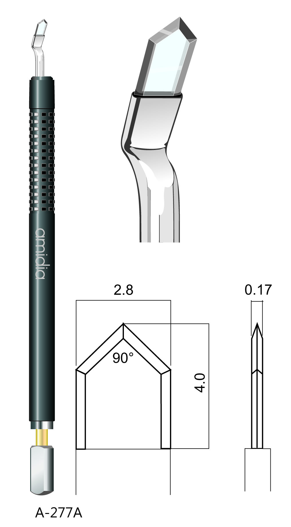 Diamantmesser Clear Cornea abgewinkelt 2.8 mm.